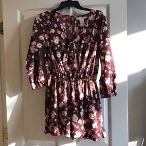 Maroon floral romper